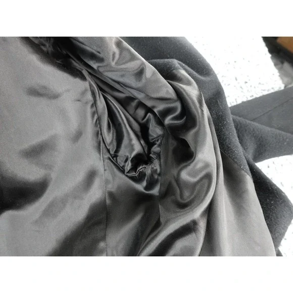 Leslie Fay Wool Long Coat Black Gold Buttons Vintage Military Style Women's 10 - Picture 11 of 13